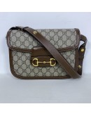 GUCCI Horsebit 1955 Medium Shoulder Bag in Brown GG Supreme – GHW