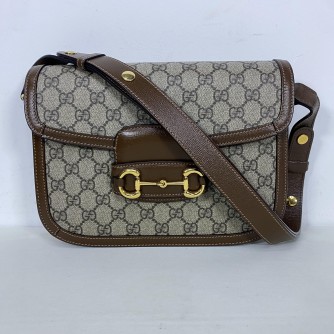 GUCCI Horsebit 1955 Medium Shoulder Bag in Brown GG Supreme – GHW