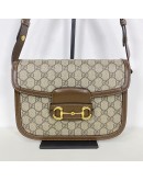 GUCCI Horsebit 1955 Medium Shoulder Bag in Brown GG Supreme – GHW