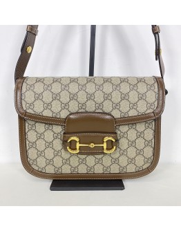 GUCCI Horsebit 1955 Medium Shoulder Bag in Brown GG Supreme – GHW