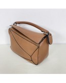 LOEWE Mini Puzzle Bag with Shoulder Strap in Tan Soft Grained Calfskin – SHW
