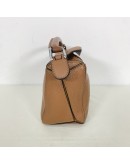 LOEWE Mini Puzzle Bag with Shoulder Strap in Tan Soft Grained Calfskin – SHW