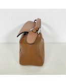 LOEWE Mini Puzzle Bag with Shoulder Strap in Tan Soft Grained Calfskin – SHW
