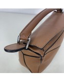 LOEWE Mini Puzzle Bag with Shoulder Strap in Tan Soft Grained Calfskin – SHW