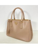 PRADA Small Galleria Tote Bag with Shoulder Strap in Nude Saffiano Leather – GHW