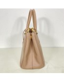PRADA Small Galleria Tote Bag with Shoulder Strap in Nude Saffiano Leather – GHW