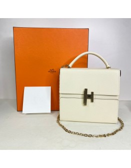 HERMES Cinhetic Box Bag in Nata Epsom Leather – GHW (Stamp Y – Year 2020)
