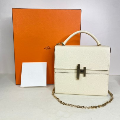 HERMES Cinhetic Box Bag in Nata Epsom Leather – GHW (Stamp Y – Year 2020)