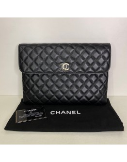 CHANEL CC Quilted Portfolio Clutch in Black Lambskin (31 Series – Year 2021)