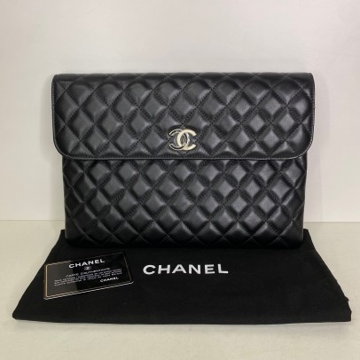 CHANEL CC Quilted Portfolio Clutch in Black Lambskin (31 Series – Year 2021)