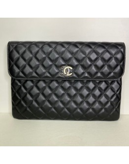 CHANEL CC Quilted Portfolio Clutch in Black Lambskin (31 Series – Year 2021)