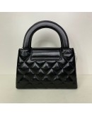 CHANEL Mini Kelly Shopper Tote in Black Shiny Calfskin – GHW (Microchip)