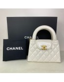 CHANEL Mini Kelly Shopper Tote in White Shiny Calfskin – GHW (Microchip)