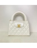 CHANEL Mini Kelly Shopper Tote in White Shiny Calfskin – GHW (Microchip)