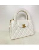 CHANEL Mini Kelly Shopper Tote in White Shiny Calfskin – GHW (Microchip)