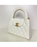 CHANEL Mini Kelly Shopper Tote in White Shiny Calfskin – GHW (Microchip)