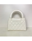 CHANEL Mini Kelly Shopper Tote in White Shiny Calfskin – GHW (Microchip)