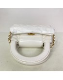 CHANEL Mini Kelly Shopper Tote in White Shiny Calfskin – GHW (Microchip)