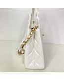 CHANEL Mini Kelly Shopper Tote in White Shiny Calfskin – GHW (Microchip)