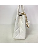 CHANEL Mini Kelly Shopper Tote in White Shiny Calfskin – GHW (Microchip)