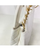 CHANEL Mini Kelly Shopper Tote in White Shiny Calfskin – GHW (Microchip)