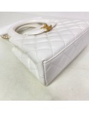 CHANEL Mini Kelly Shopper Tote in White Shiny Calfskin – GHW (Microchip)