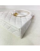 CHANEL Mini Kelly Shopper Tote in White Shiny Calfskin – GHW (Microchip)