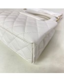 CHANEL Mini Kelly Shopper Tote in White Shiny Calfskin – GHW (Microchip)