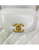 CHANEL Mini Kelly Shopper Tote in White Shiny Calfskin – GHW (Microchip)
