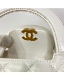 CHANEL Mini Kelly Shopper Tote in White Shiny Calfskin – GHW (Microchip)