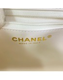 CHANEL Mini Kelly Shopper Tote in White Shiny Calfskin – GHW (Microchip)