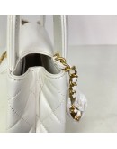 CHANEL Mini Kelly Shopper Tote in White Shiny Calfskin – GHW (Microchip)