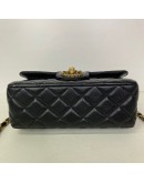 CHANEL 24C Mini Classic Flap with Top Handle in Black Goatskin – GHW (Microchip)