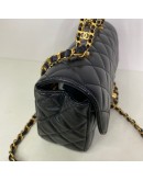 CHANEL 24C Mini Classic Flap with Top Handle in Black Goatskin – GHW (Microchip)