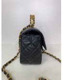 CHANEL 24C Mini Classic Flap with Top Handle in Black Goatskin – GHW (Microchip)