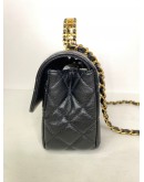 CHANEL 24C Mini Classic Flap with Top Handle in Black Goatskin – GHW (Microchip)