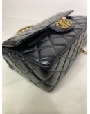 CHANEL 24C Mini Classic Flap with Top Handle in Black Goatskin – GHW (Microchip)