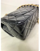 CHANEL 24C Mini Classic Flap with Top Handle in Black Goatskin – GHW (Microchip)
