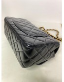 CHANEL 24C Mini Classic Flap with Top Handle in Black Goatskin – GHW (Microchip)