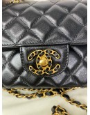 CHANEL 24C Mini Classic Flap with Top Handle in Black Goatskin – GHW (Microchip)
