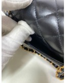 CHANEL 24C Mini Classic Flap with Top Handle in Black Goatskin – GHW (Microchip)