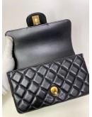 CHANEL 24C Mini Classic Flap with Top Handle in Black Goatskin – GHW (Microchip)