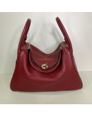 HERMES Lindy 30 Shoulder Bag in Rubis Taurillon Clemence Leather – PHW (Stamp Q Square – Year 2013)