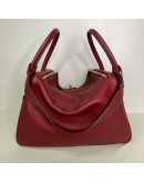 HERMES Lindy 30 Shoulder Bag in Rubis Taurillon Clemence Leather – PHW (Stamp Q Square – Year 2013)