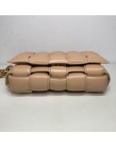 BOTTEGA VENETA Maxi Intrecciatto Padded Chain Cassette Crossbody Bag in Beige Lambskin - GHW