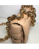 BOTTEGA VENETA Maxi Intrecciatto Padded Chain Cassette Crossbody Bag in Beige Lambskin - GHW