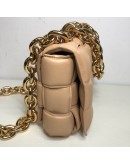 BOTTEGA VENETA Maxi Intrecciatto Padded Chain Cassette Crossbody Bag in Beige Lambskin - GHW