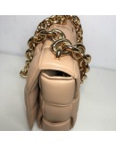BOTTEGA VENETA Maxi Intrecciatto Padded Chain Cassette Crossbody Bag in Beige Lambskin - GHW