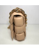 BOTTEGA VENETA Maxi Intrecciatto Padded Chain Cassette Crossbody Bag in Beige Lambskin - GHW