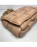 BOTTEGA VENETA Maxi Intrecciatto Padded Chain Cassette Crossbody Bag in Beige Lambskin - GHW